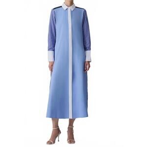 NEW TOUCHE PRIVE nautical color block maxi dress in blue